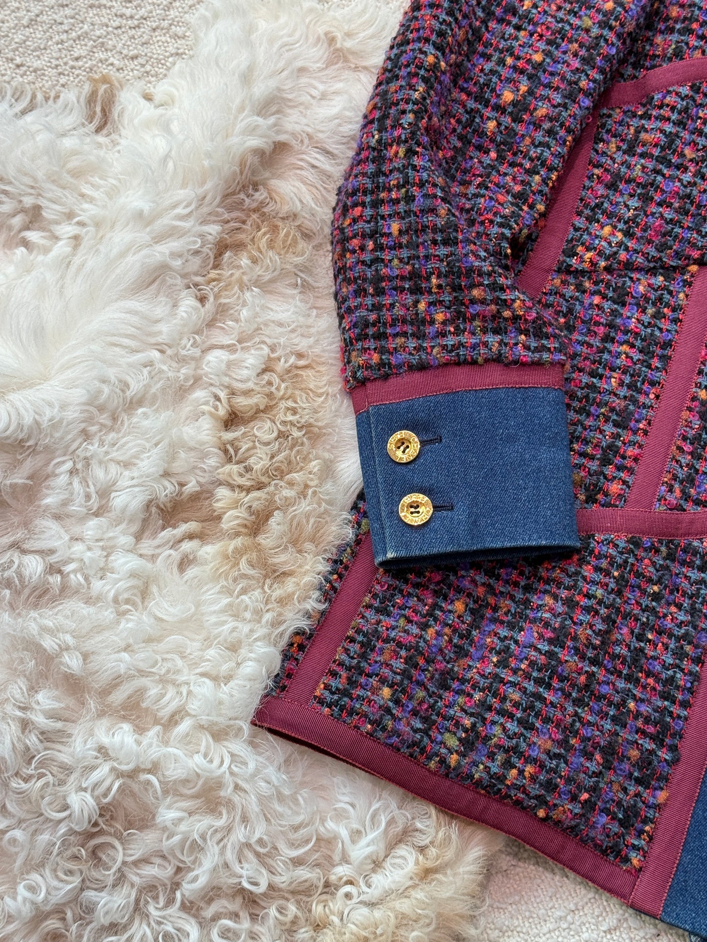 Chanel 1994 denim tweed suit Size:40