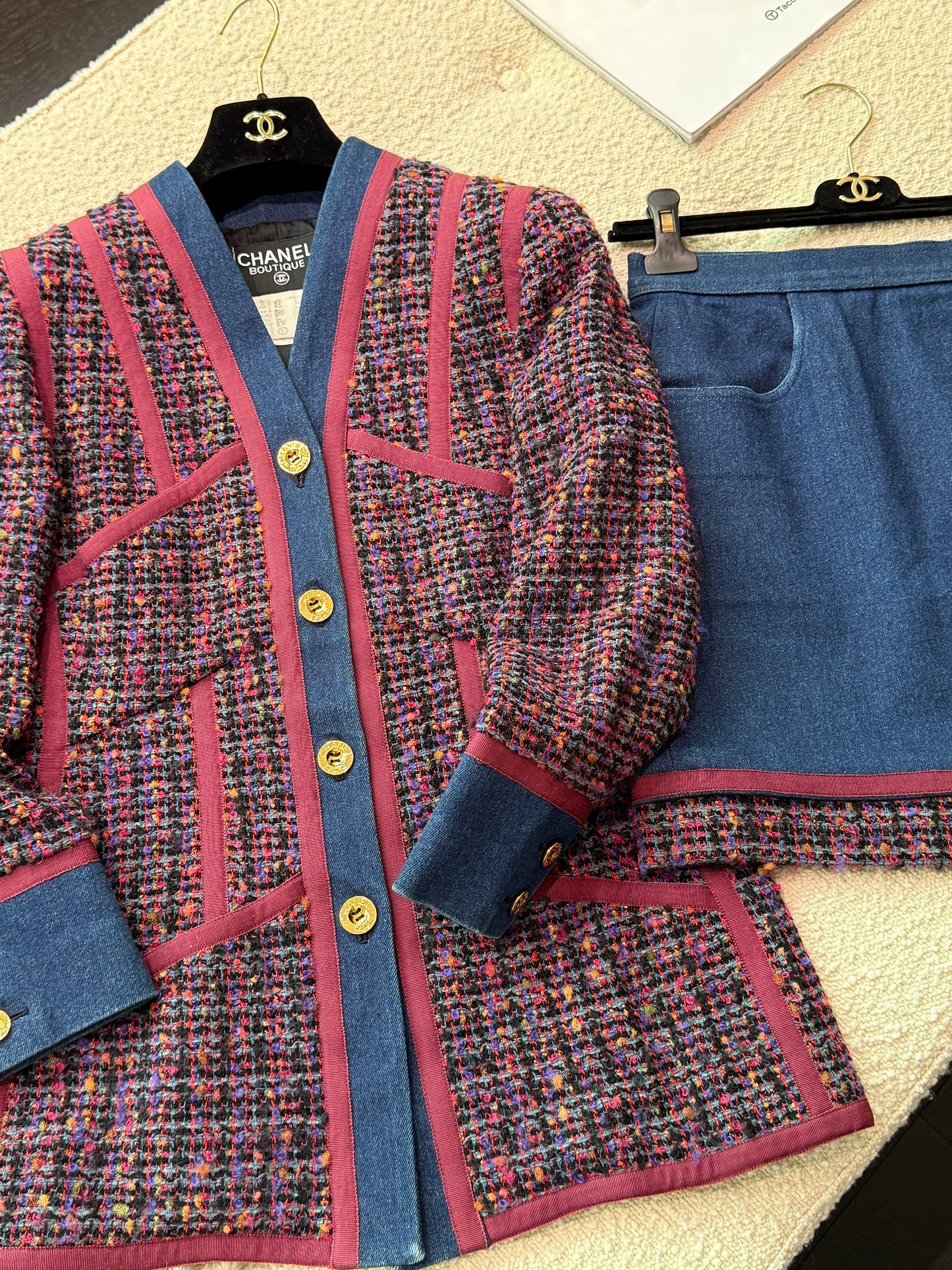 Chanel 1994 denim tweed suit Size:40