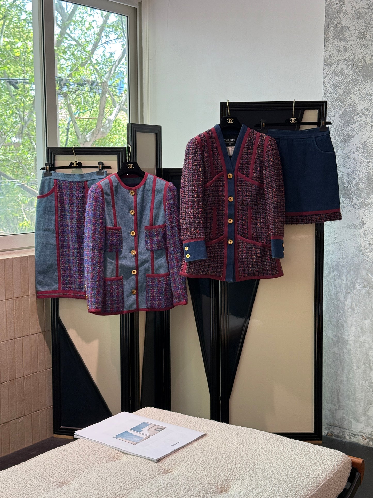 Chanel 1994 denim tweed suit Size:40