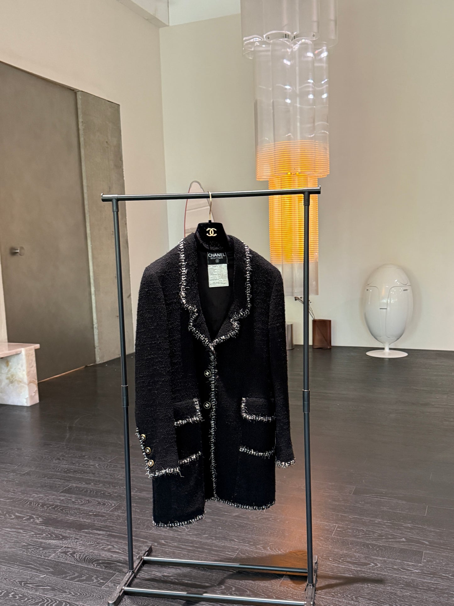 Chanel 1994 Black Show Long Coat Size:38