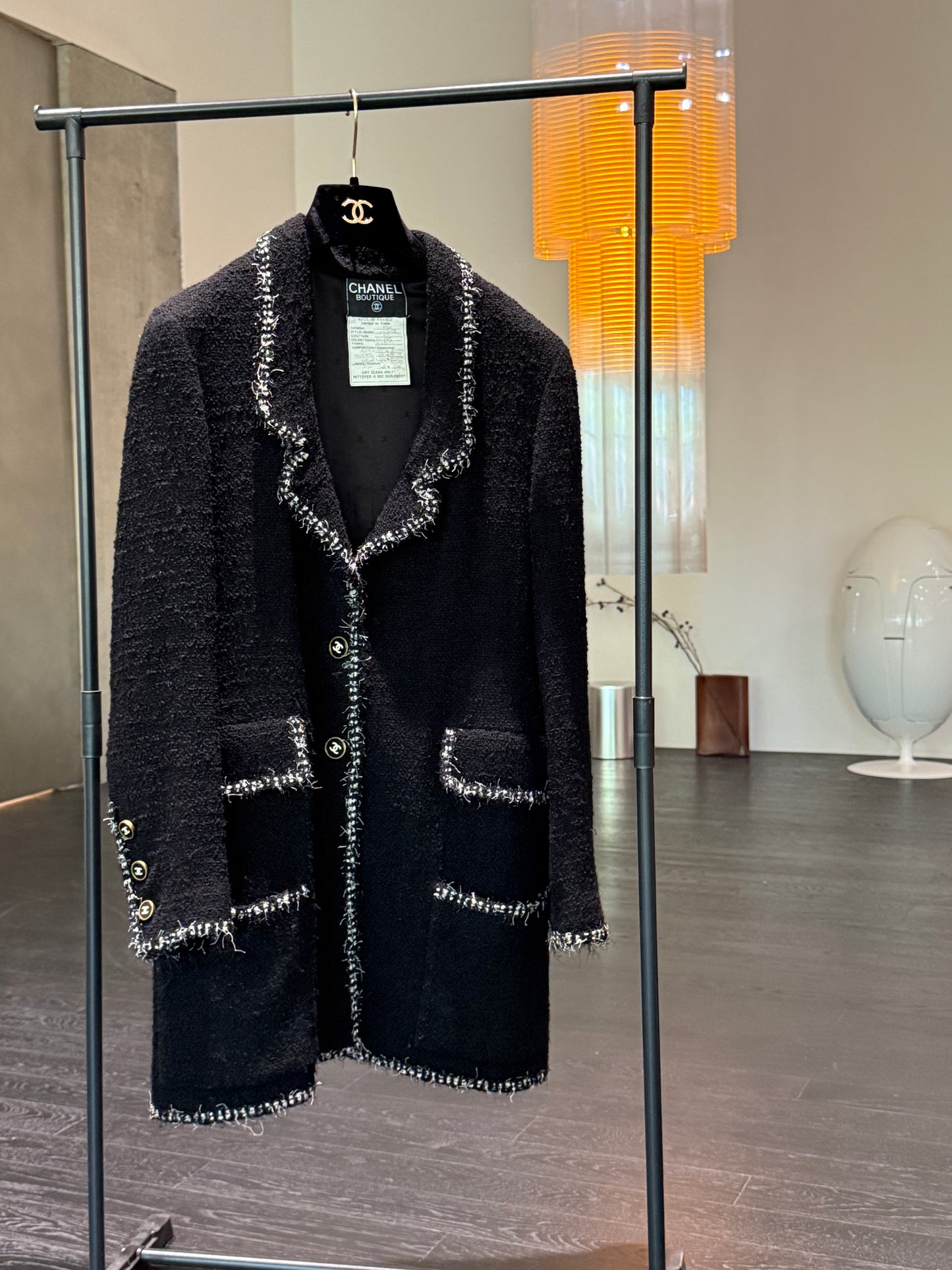 Chanel 1994 Black Show Long Coat Size:38