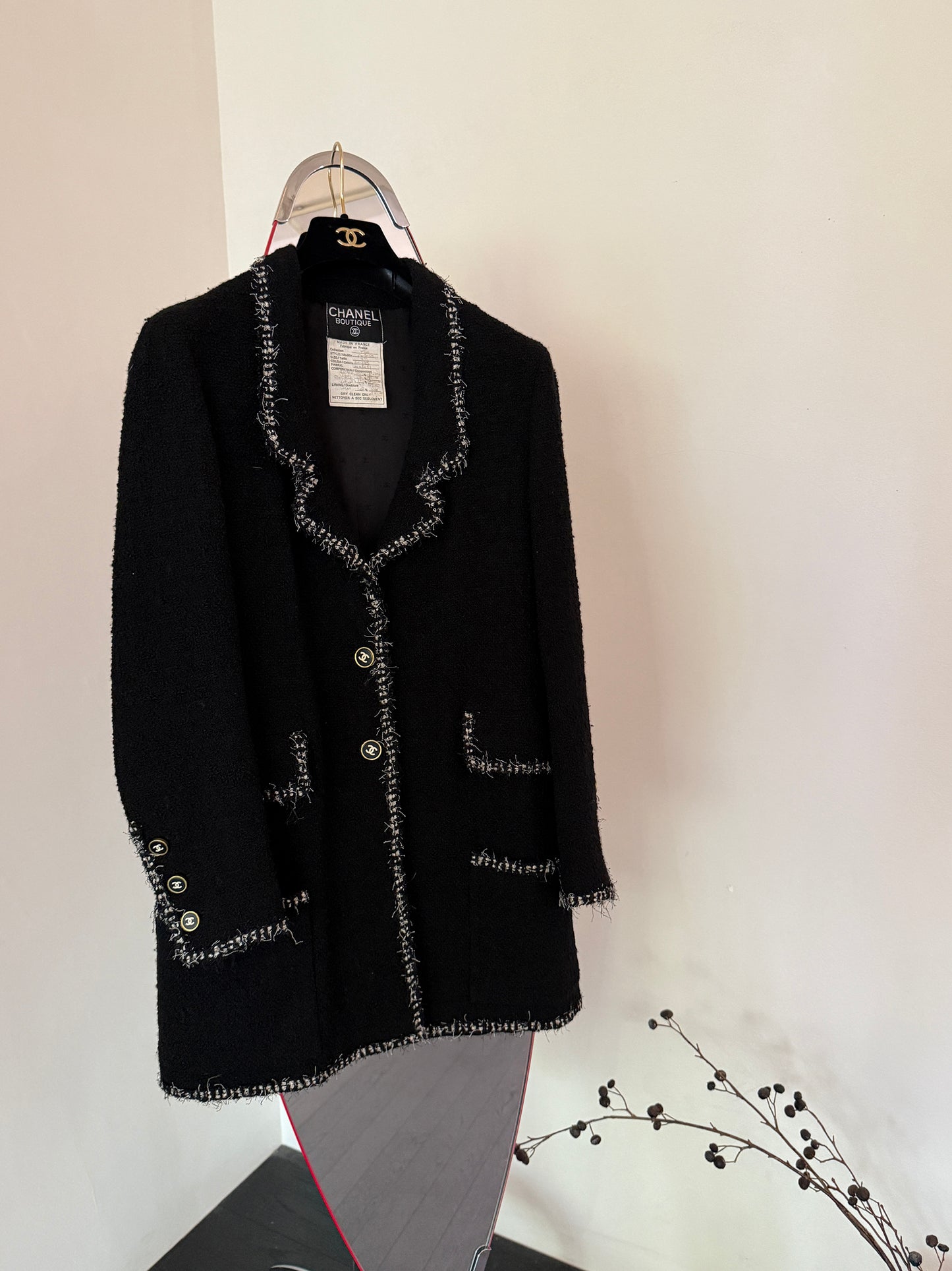 Chanel 1994 Black Show Long Coat Size:38