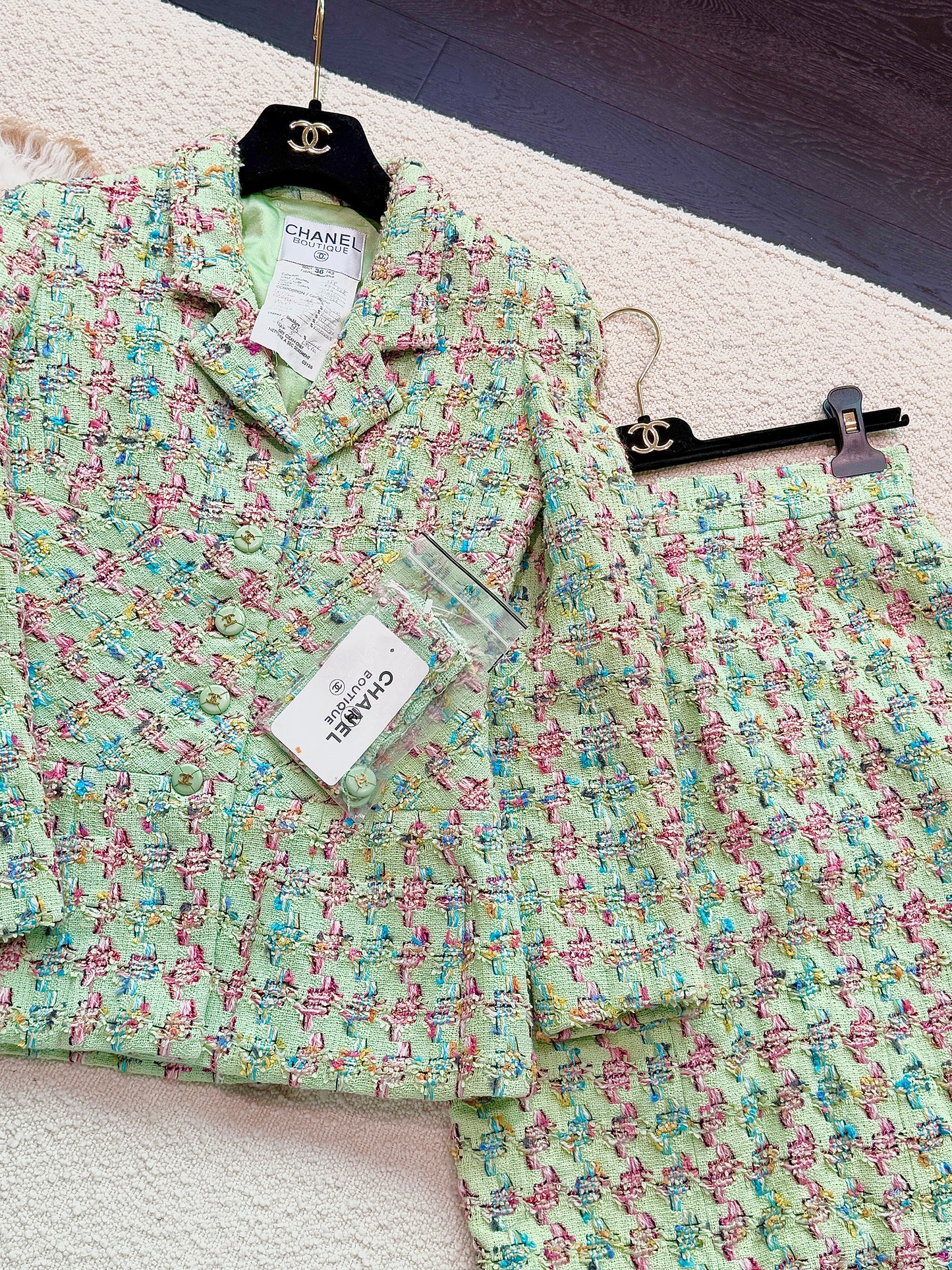 Chanel 1995 purple tweed set Size:36