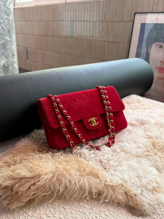 Chanel Red velvet CF bag