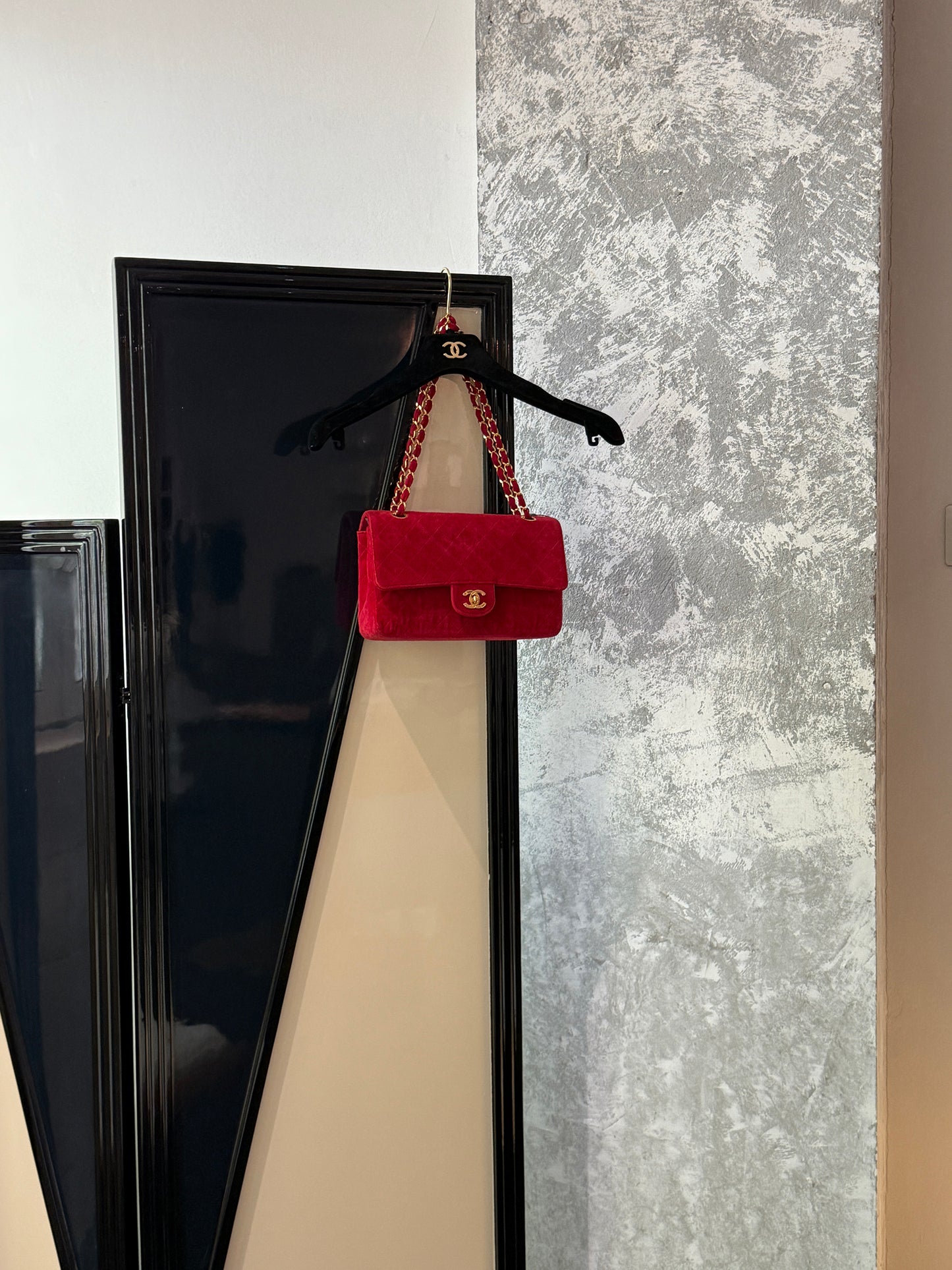 Chanel Red velvet CF bag
