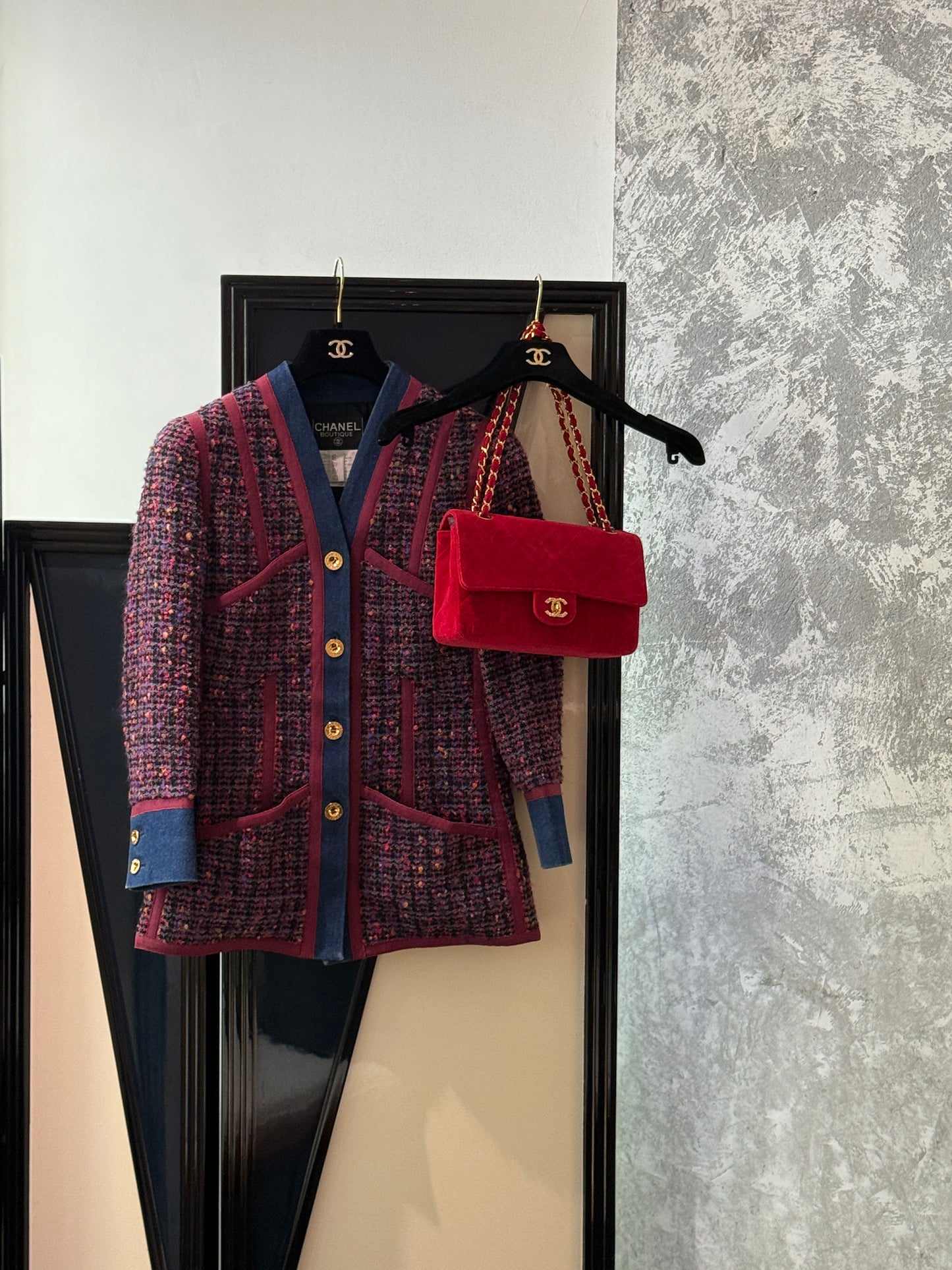 Chanel Red velvet CF bag
