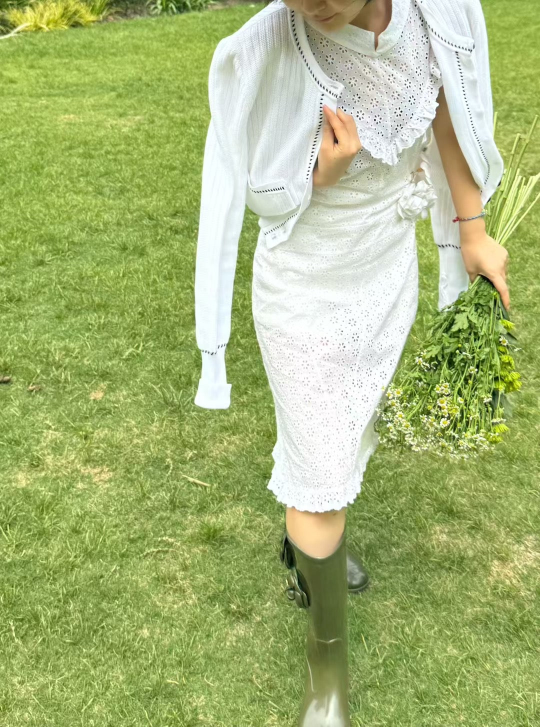 Chanel ruffled white sleeveless dress Size:38