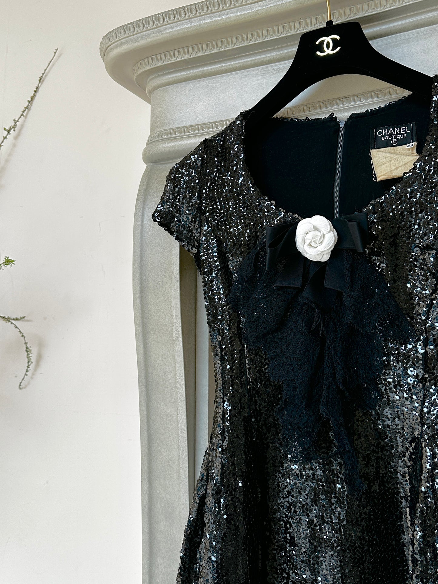 Chanel 1994 fashion show sequined dress formal dress size: 34