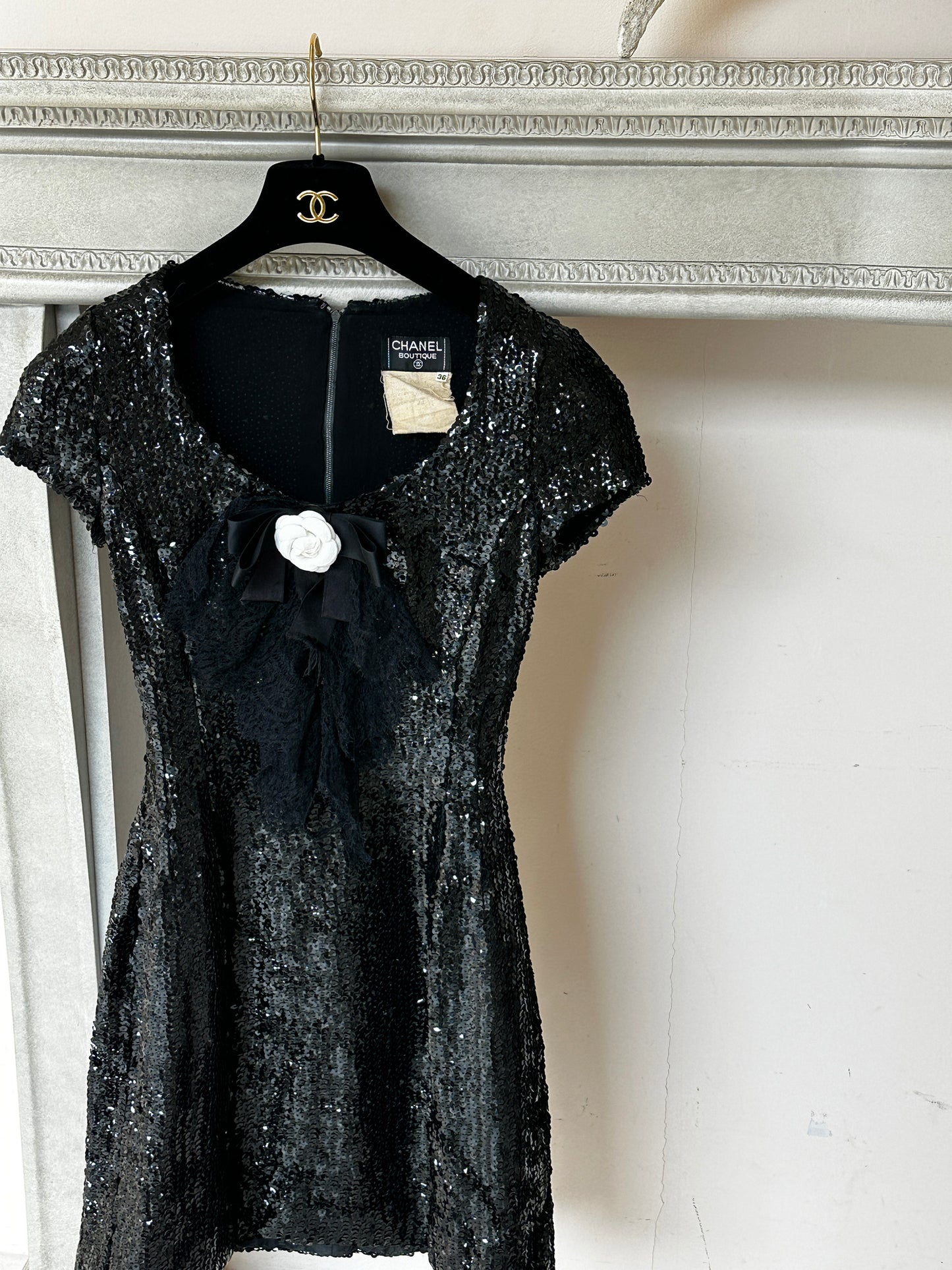 Chanel 1994 fashion show sequined dress formal dress size: 34