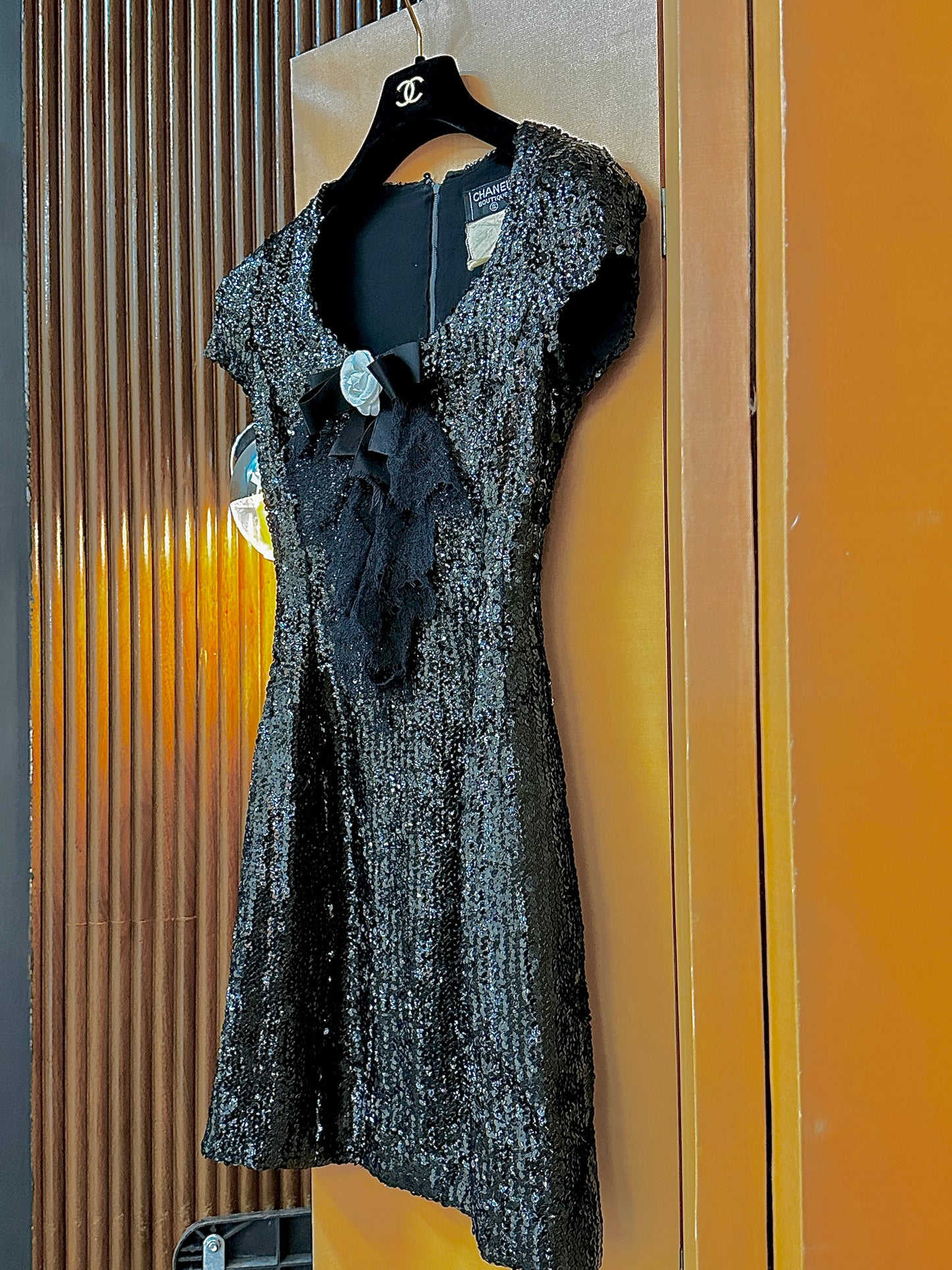 Chanel 1994 fashion show sequined dress formal dress size: 34