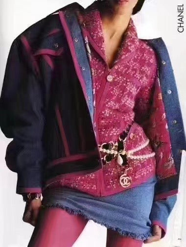 Chanel Blue and pink denim jacket Size:40