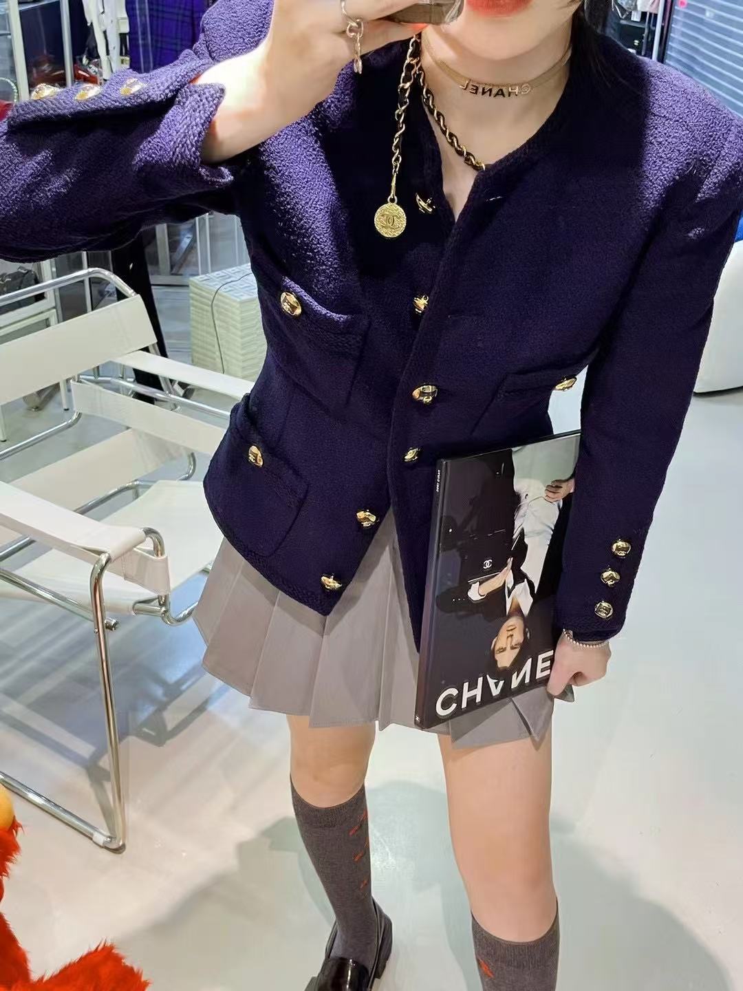 Chanel Blue Candy Button Coat size:36