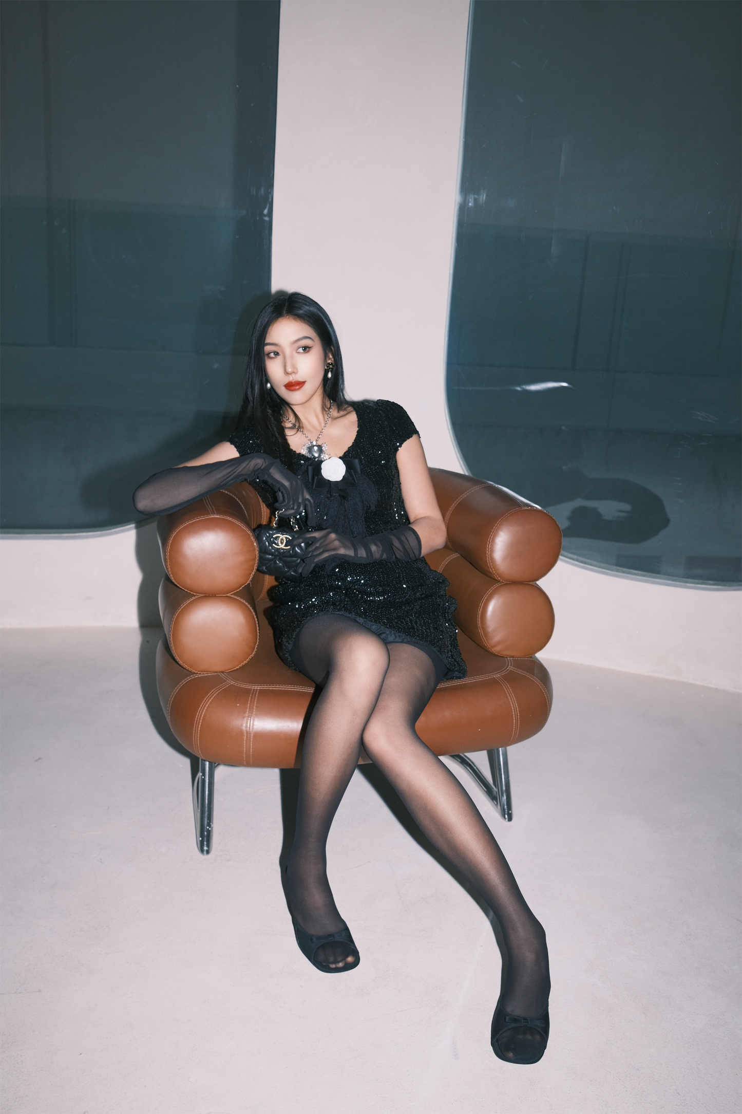 Chanel 1994 fashion show sequined dress formal dress size: 34