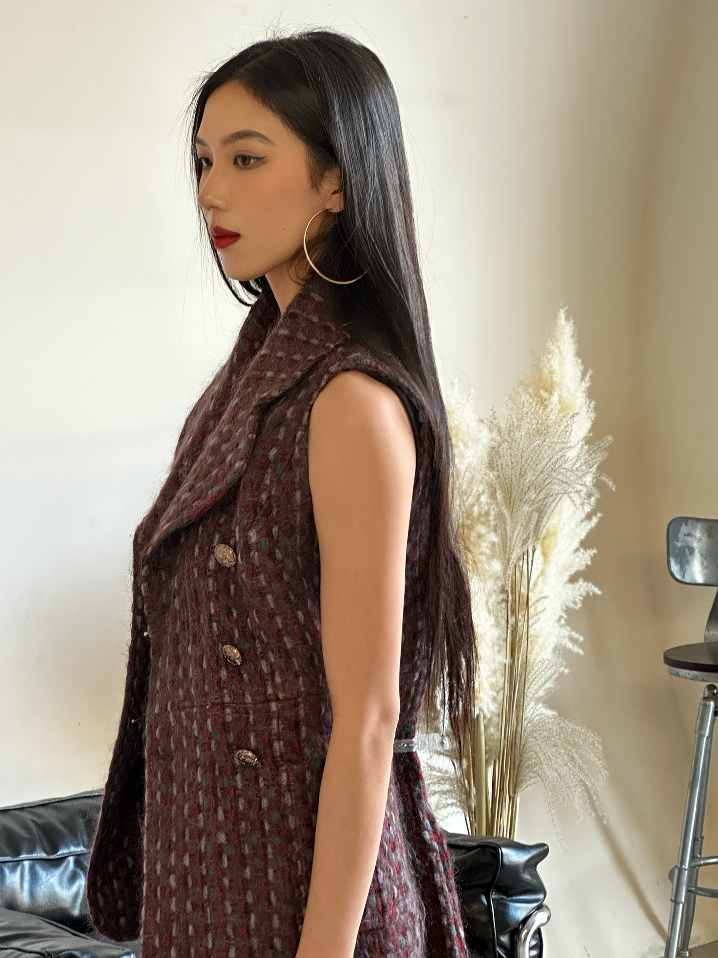 Chanel coarse tweed vest skirt size: 38 A