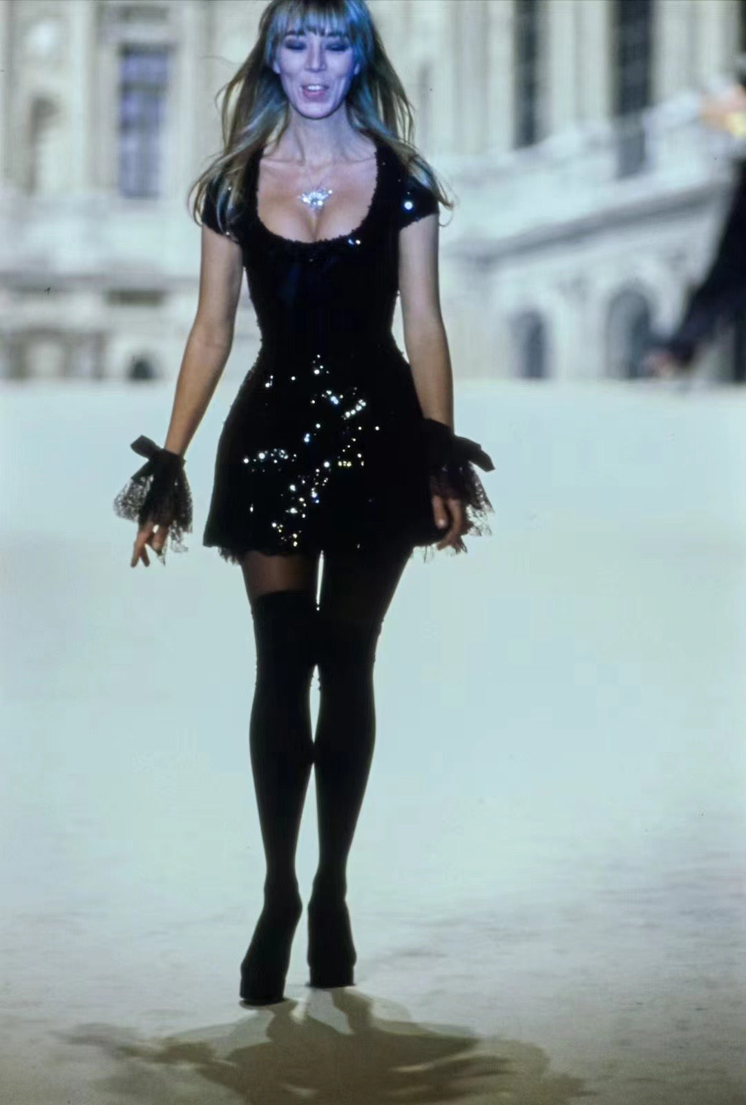 Chanel 1994 fashion show sequined dress formal dress size: 34