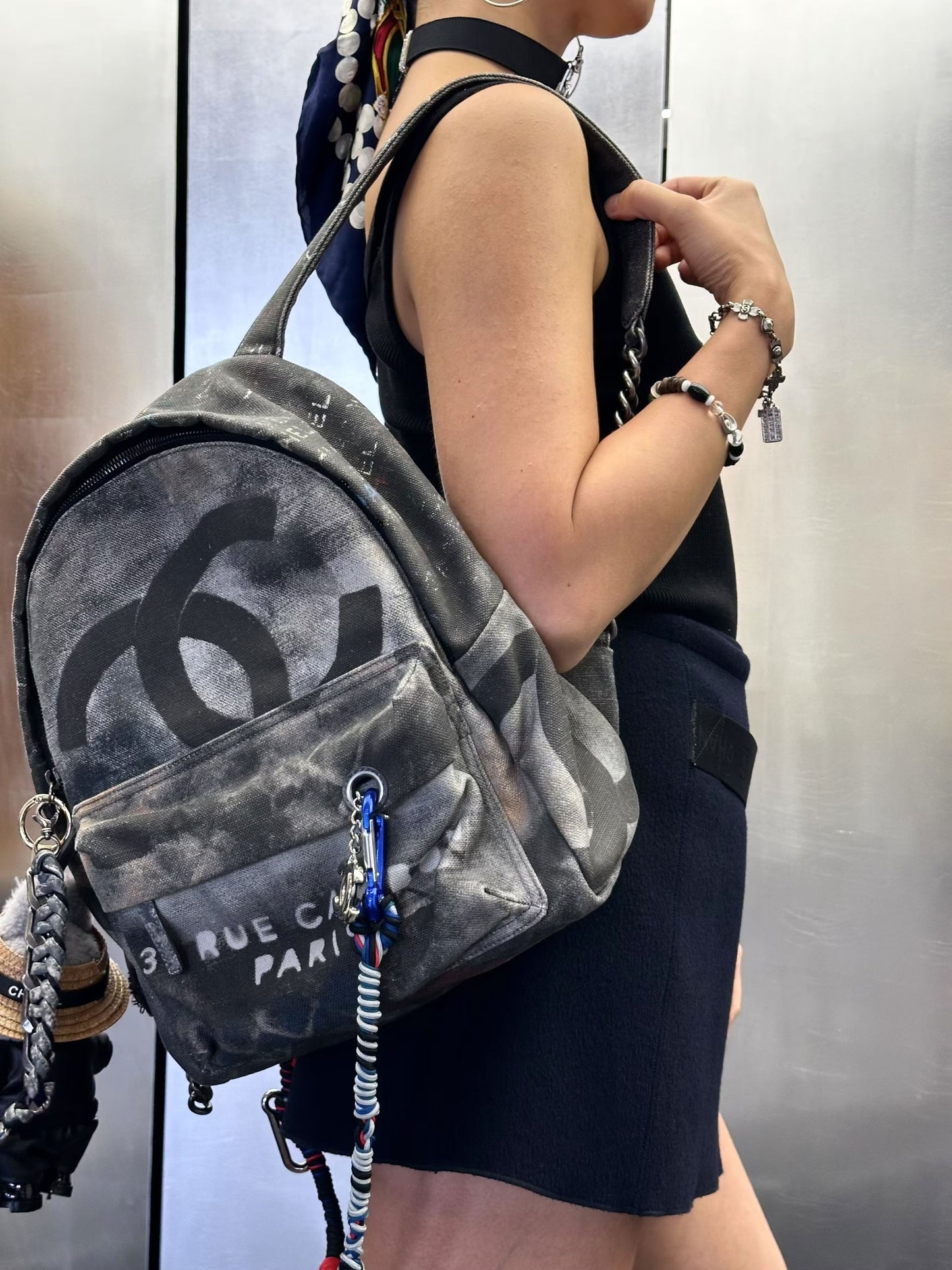 Chanel Anti war denim backpack bag