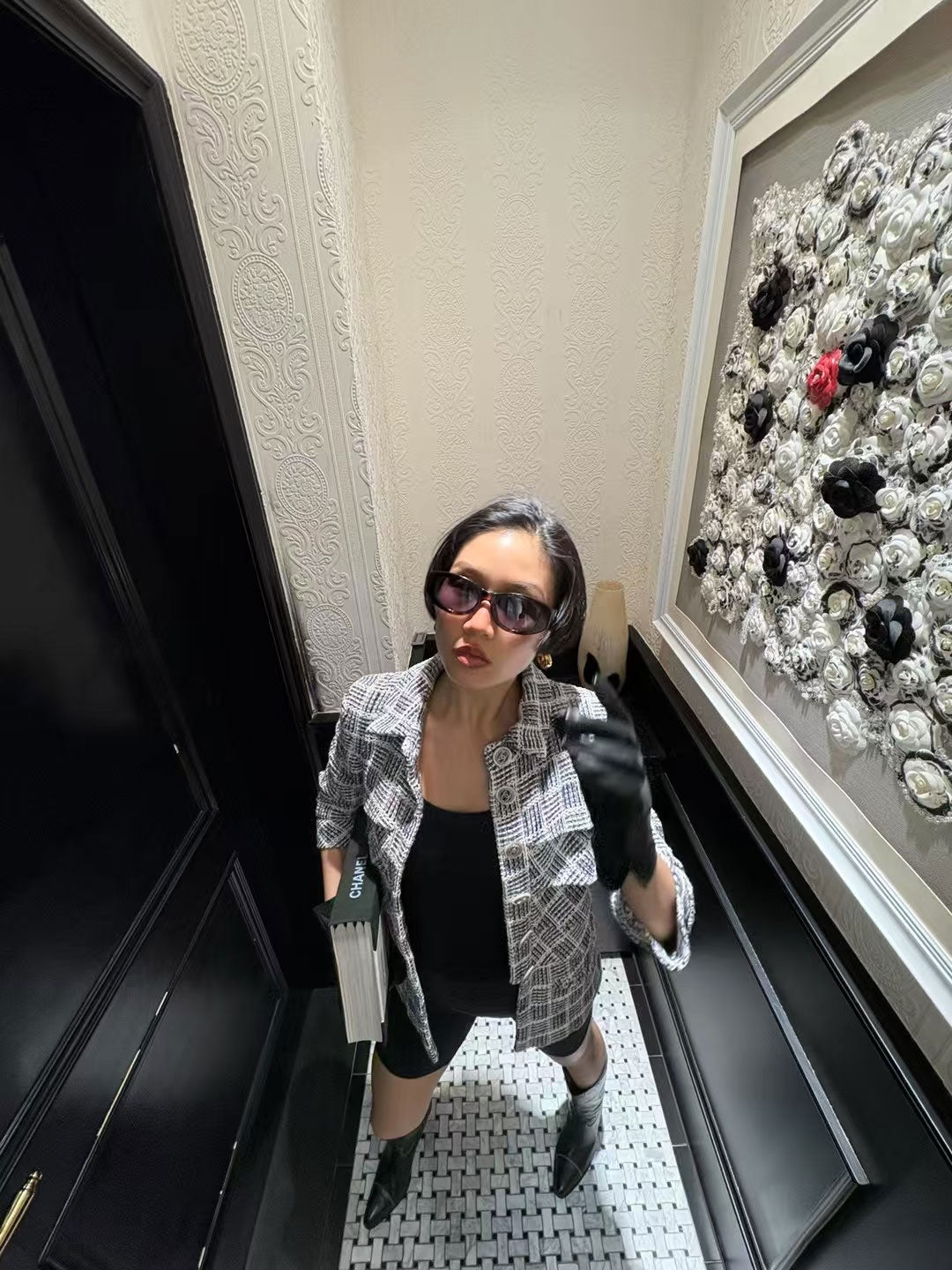 Chanel waterfall series gray suit Size:34
