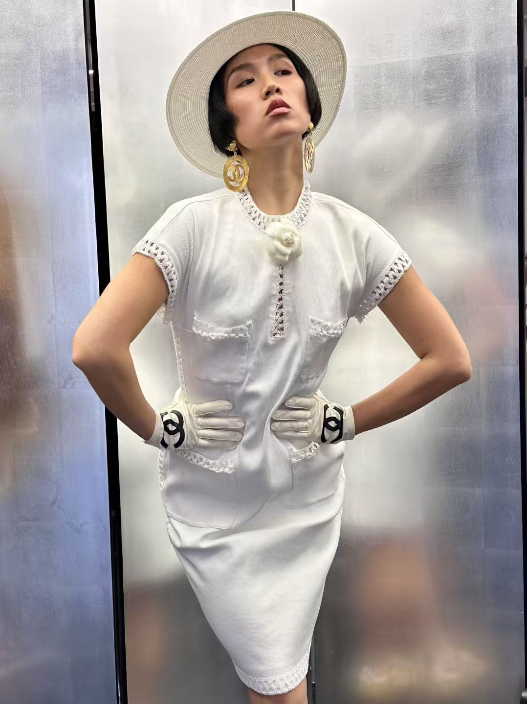 Chanel White Dress Dress Dress Size:42