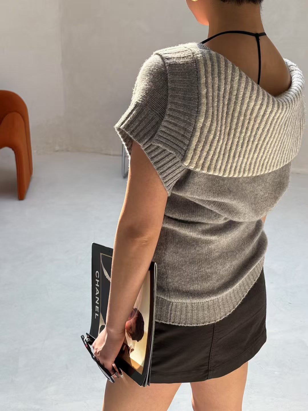 Chanel gray sweater vest Size:38