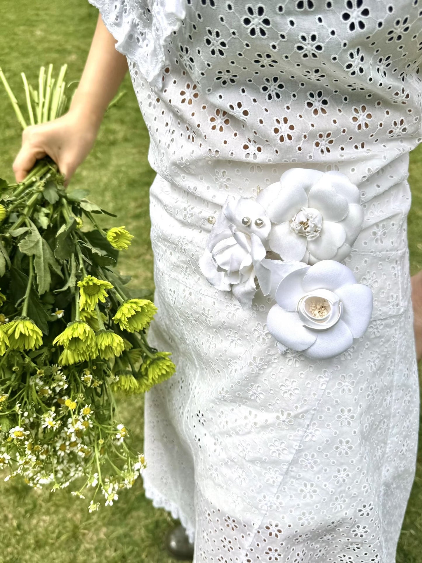 Chanel ruffled white sleeveless dress Size:38