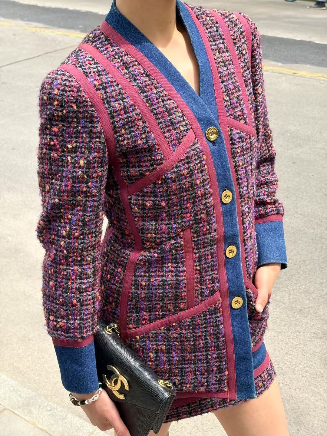 Chanel 1994 denim tweed suit Size:40
