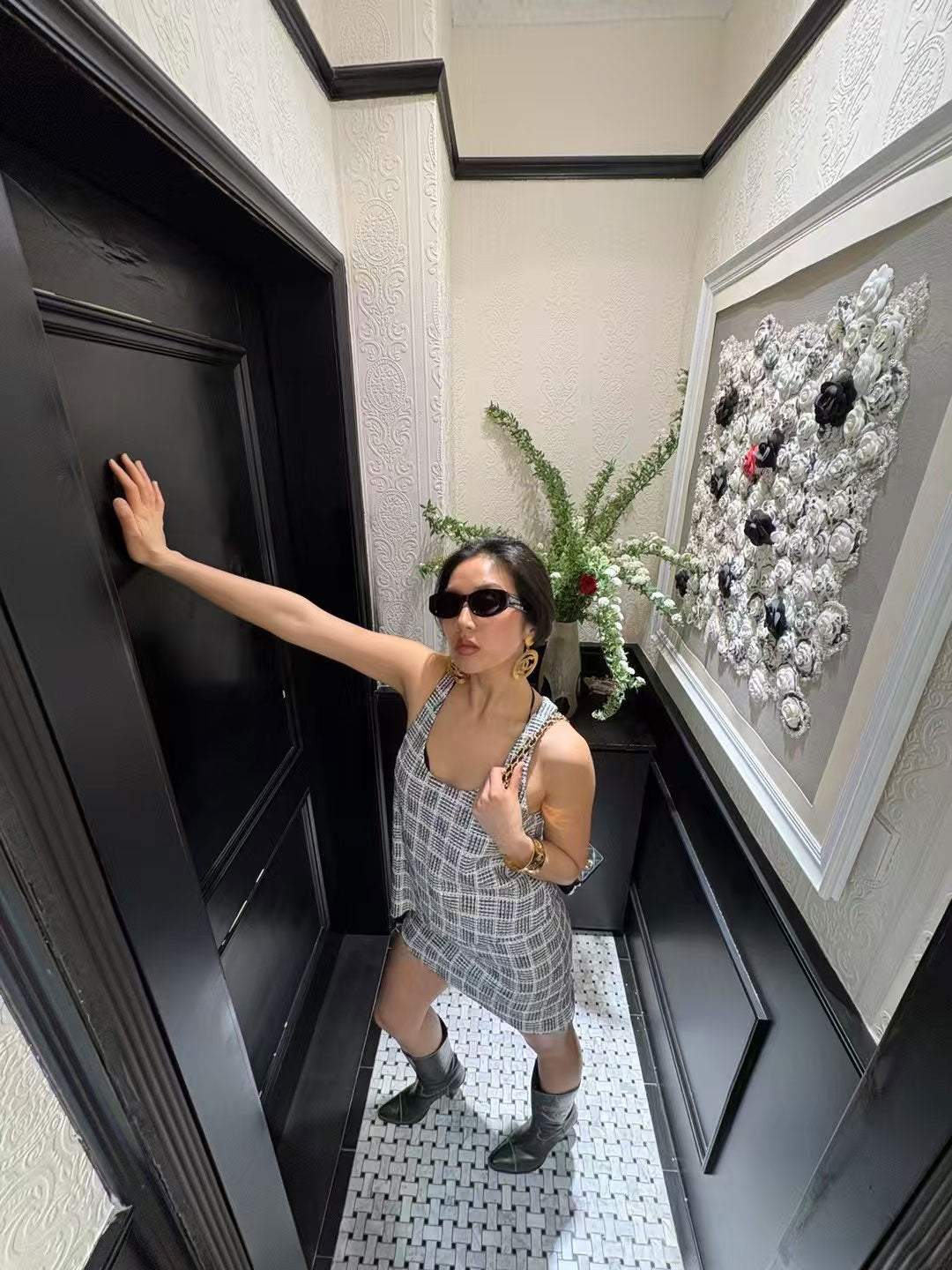Chanel waterfall series gray suit Size:34