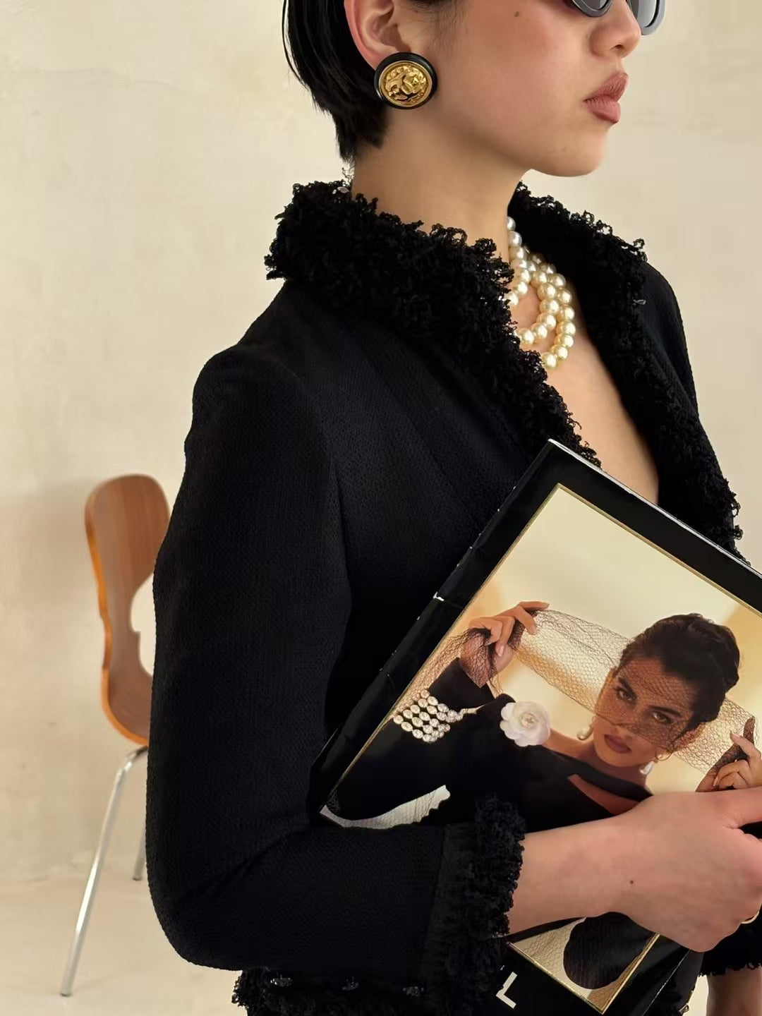 Chanel black short cardigan Size:36