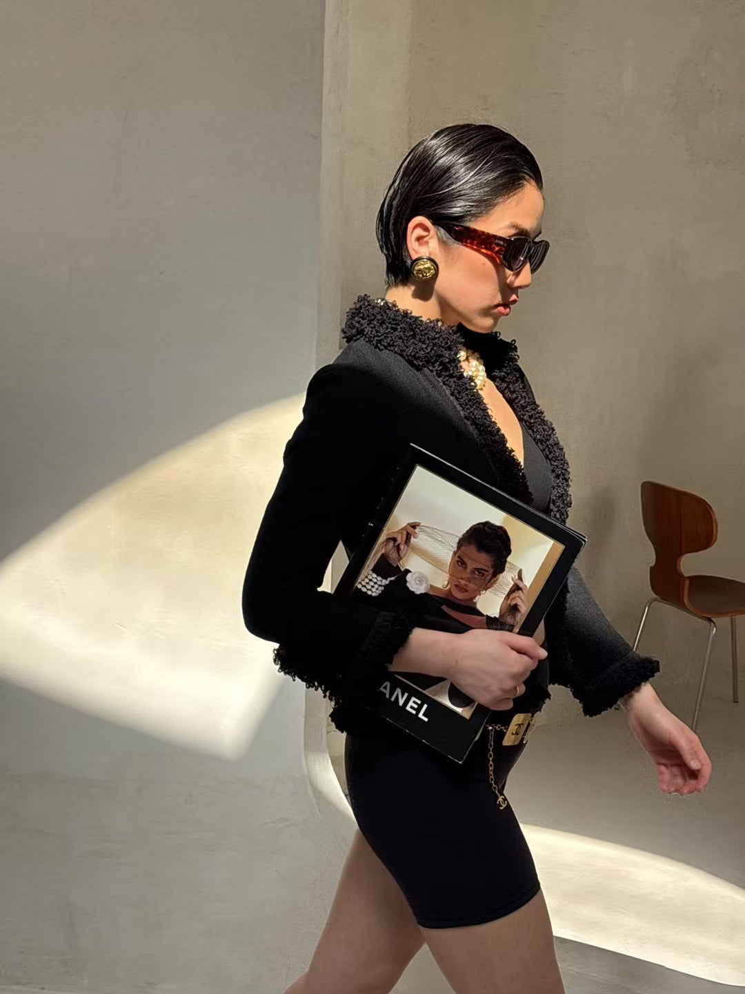 Chanel black short cardigan Size:36