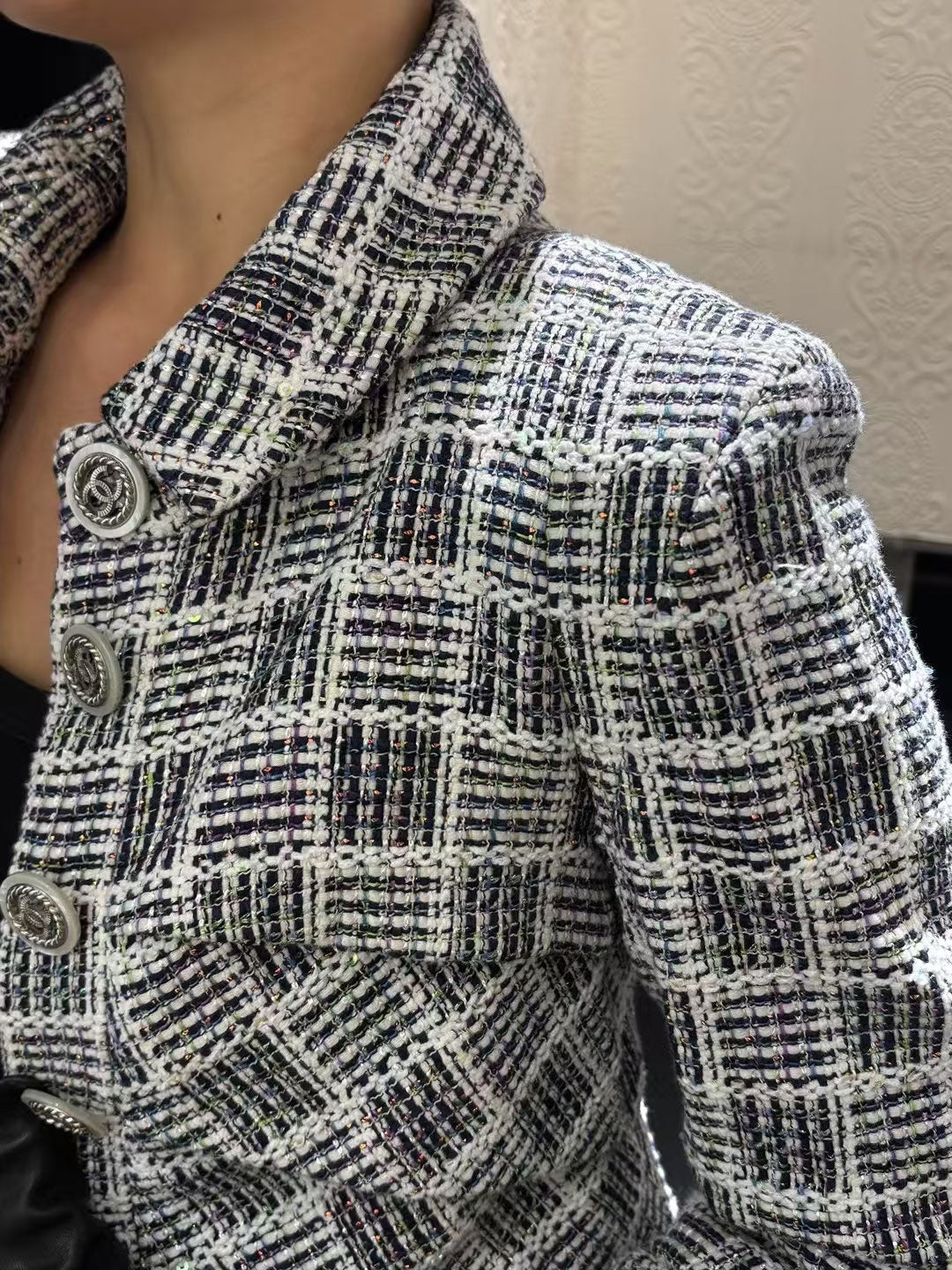 Chanel waterfall series gray suit Size:34