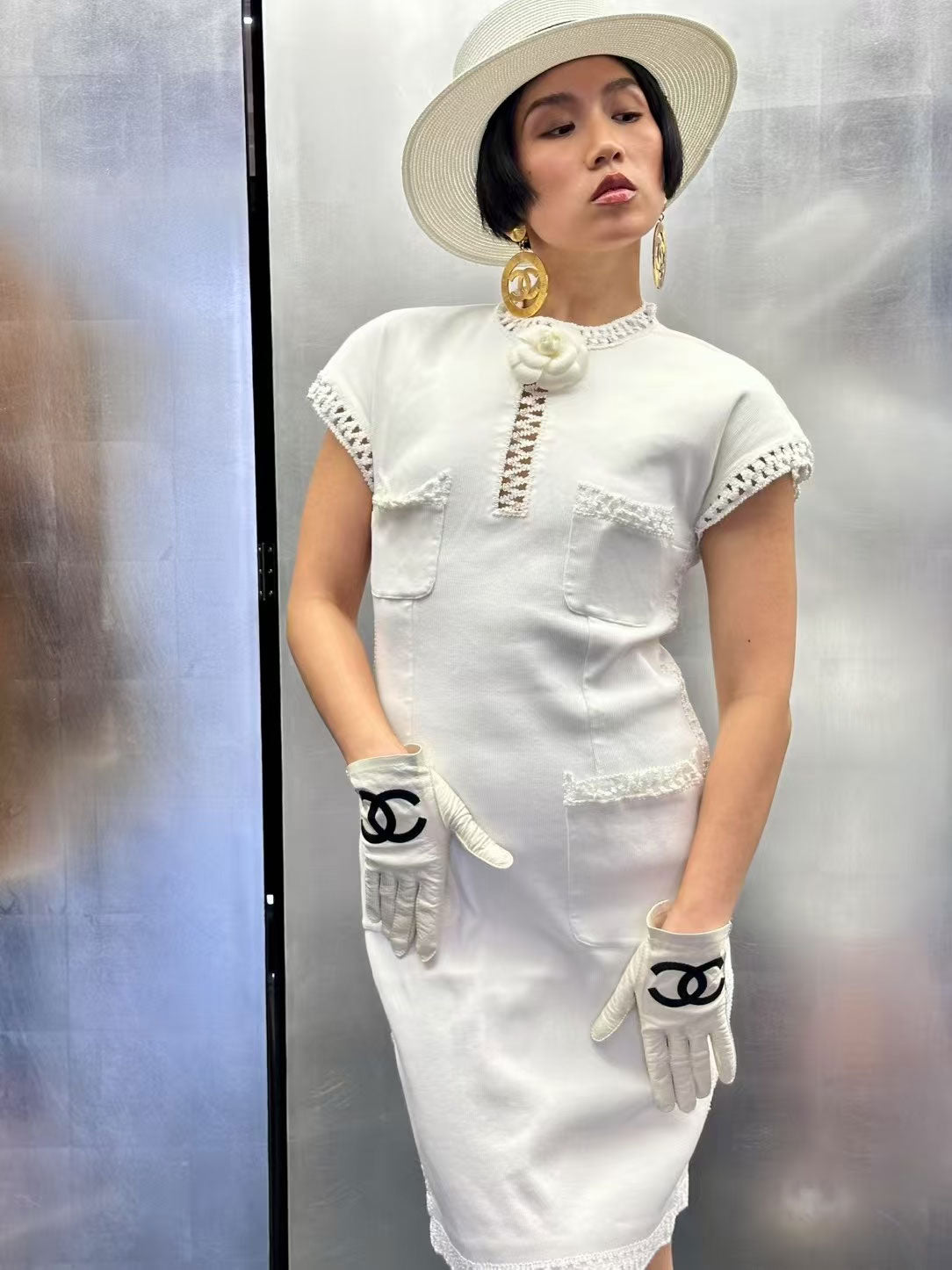 Chanel White Dress Dress Dress Size:42