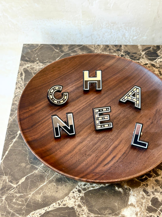 Chanel mirror logo r acrylic brooch