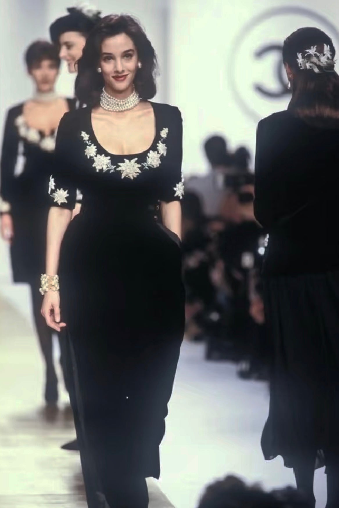 Chanel 1990 Velvet and Edelweiss Dress Size:40