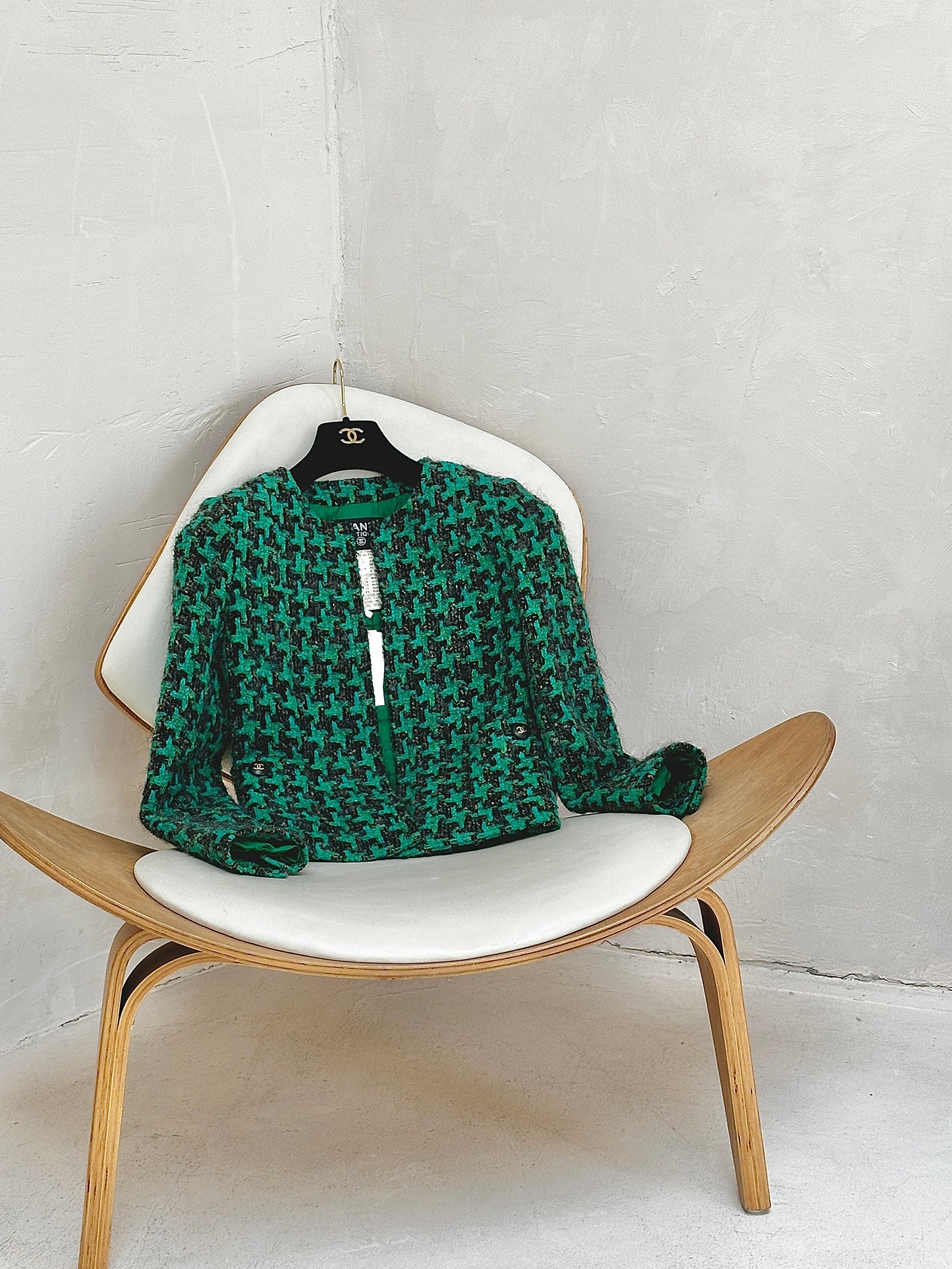 Chanel vintage 80s green houndstooth jacket Size: 34