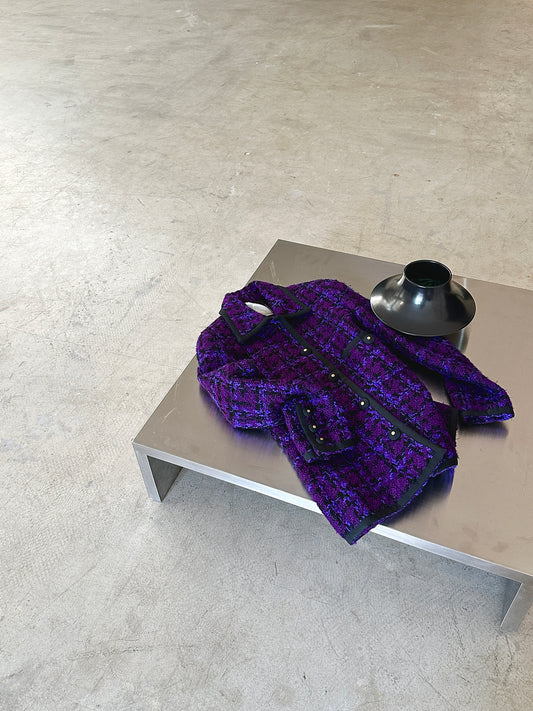 Chanel 80s purple tweed jacket size：36