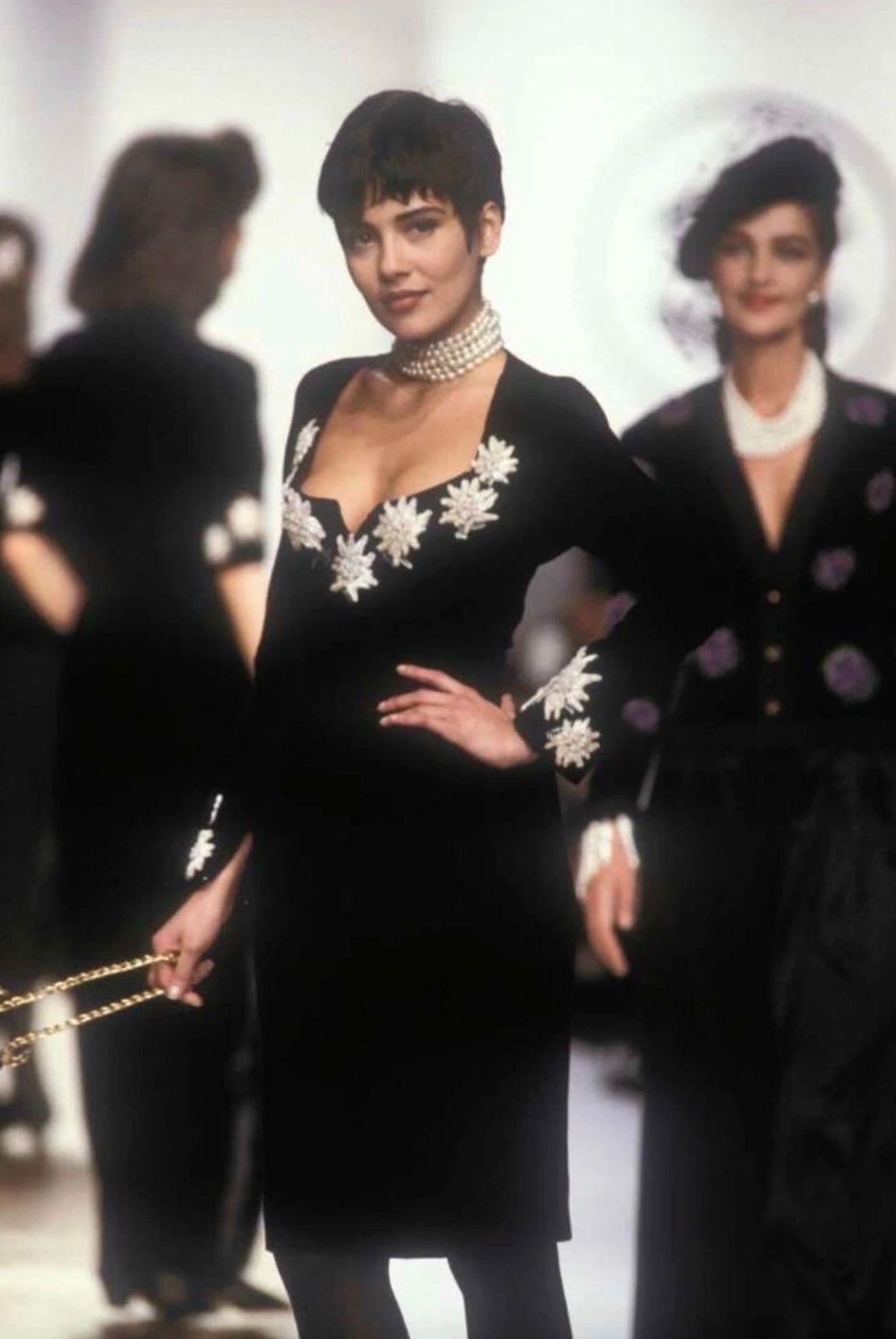 Chanel 1990 Velvet and Edelweiss Dress Size:40