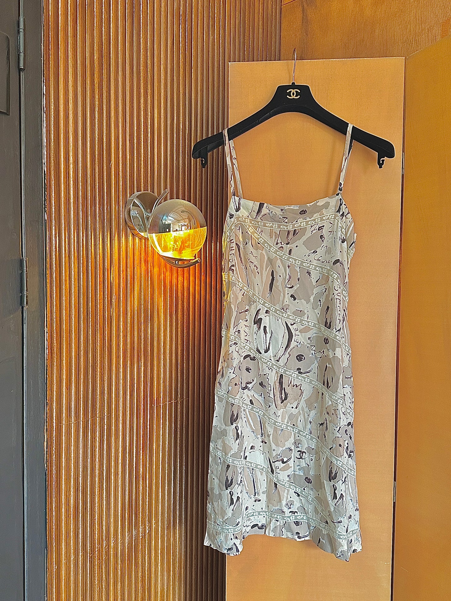 Chanel silk graffiti camisole dress Size: 40