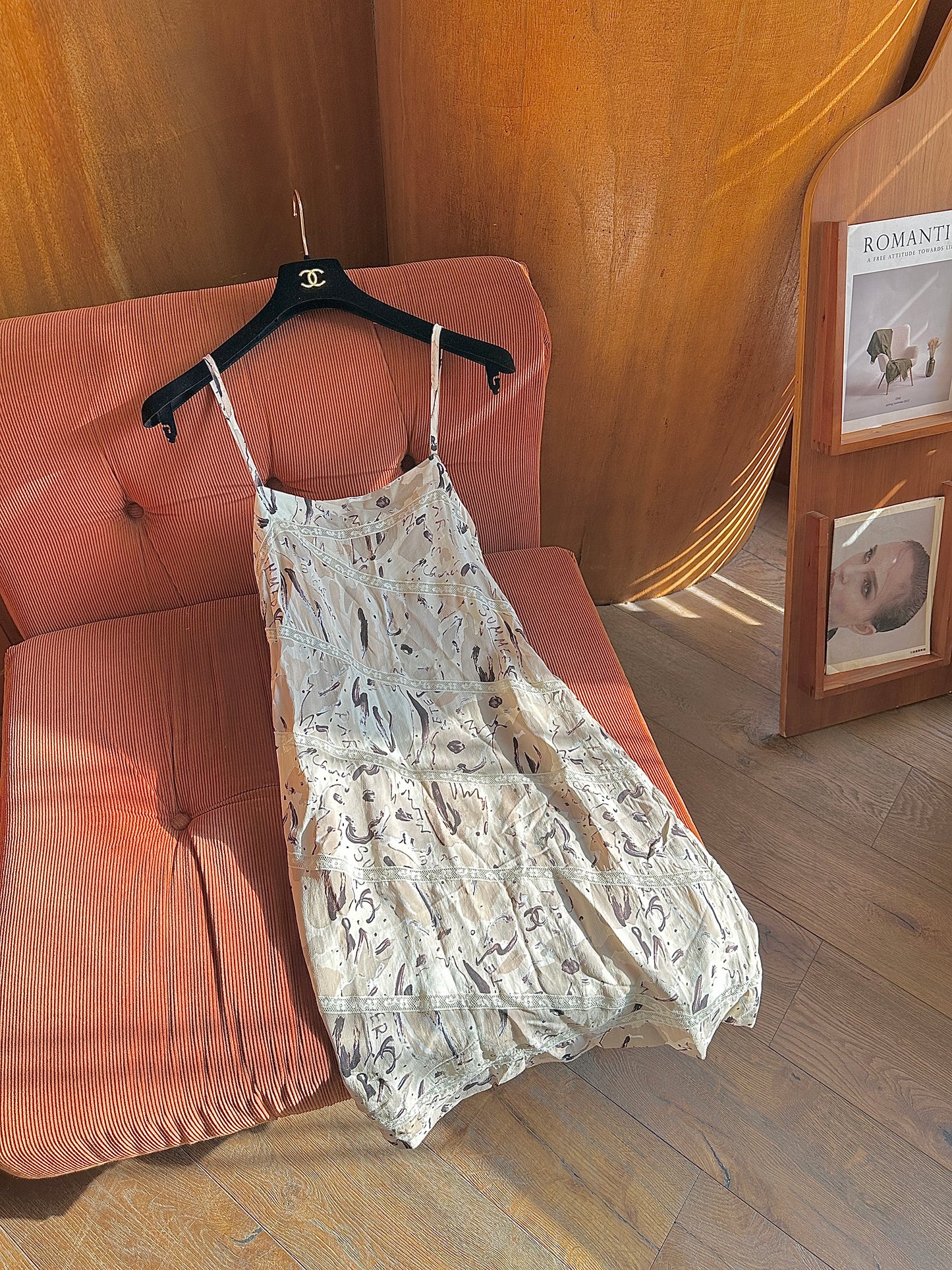Chanel silk graffiti camisole dress Size: 40