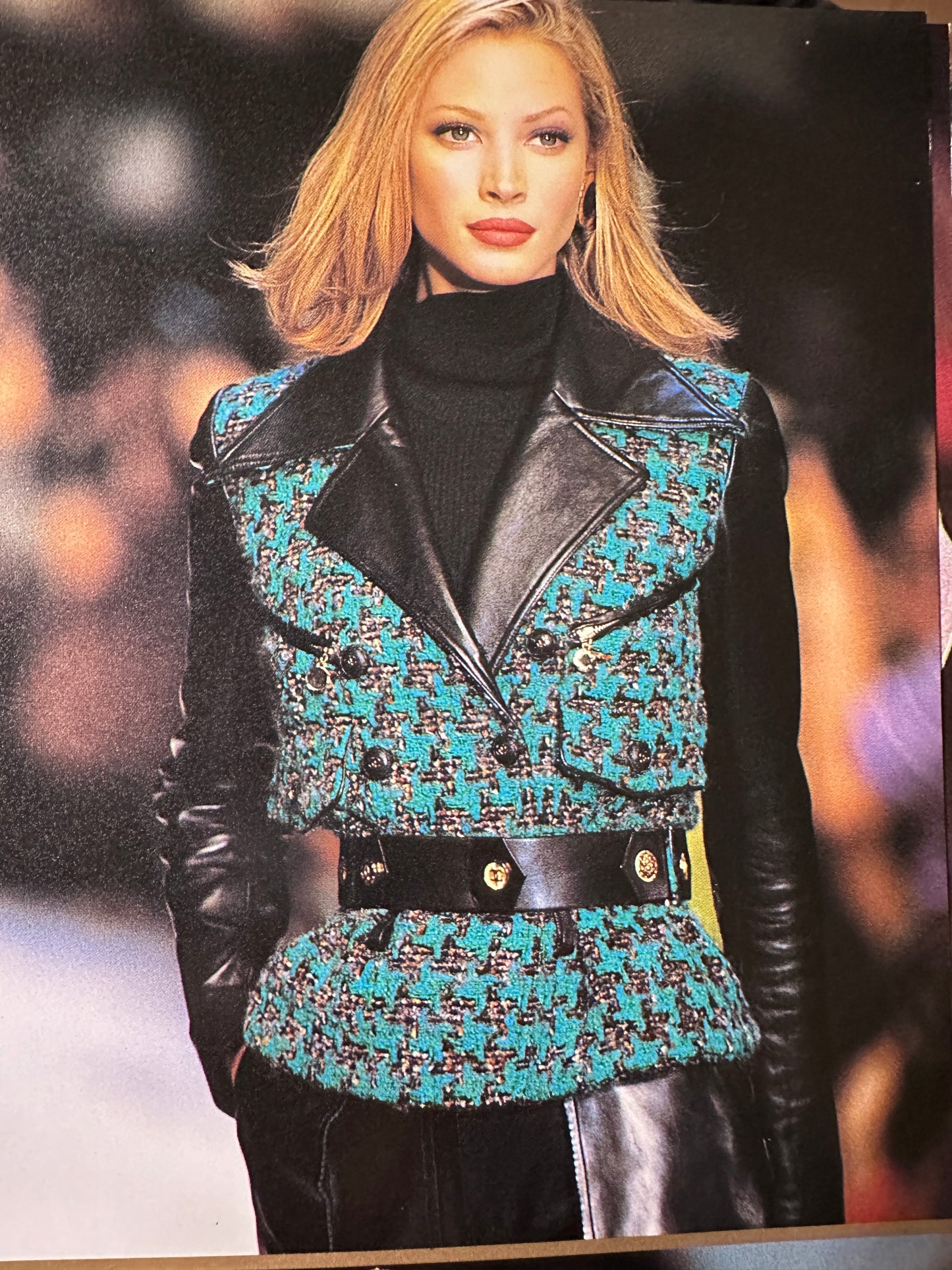 Chanel vintage 80s green houndstooth jacket Size: 34