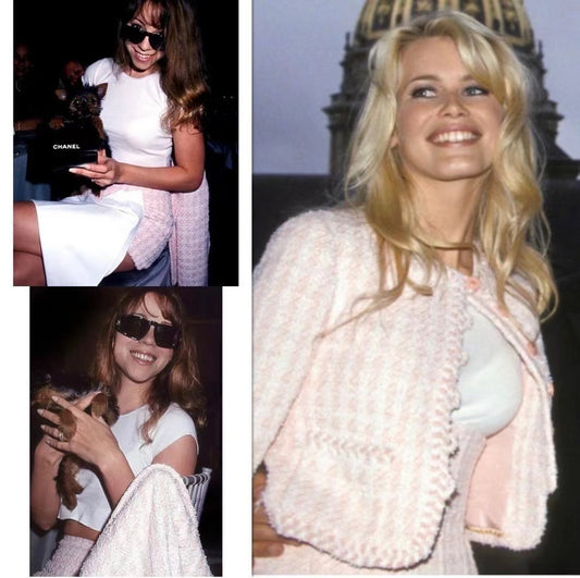 Chanel 1995 light pink woolen suit size：36