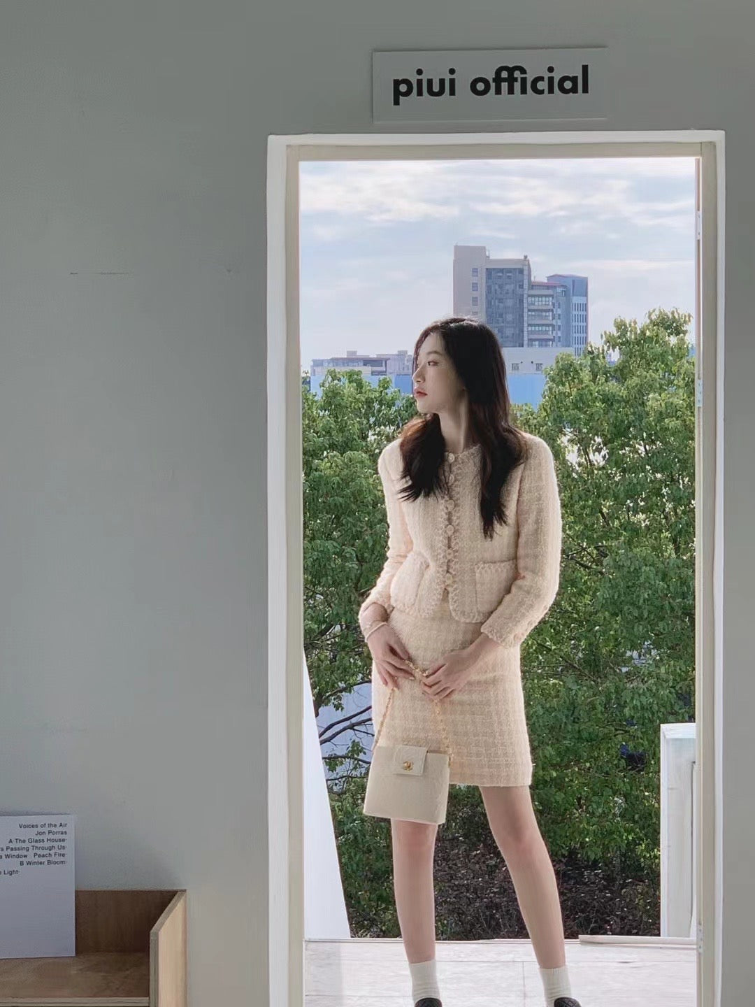 Chanel 1995 light pink woolen suit size：36