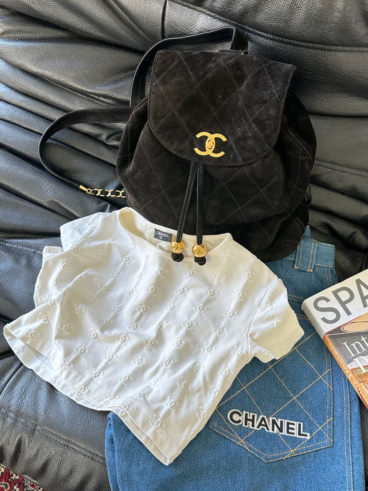 Chanel white embossed top Size:38
