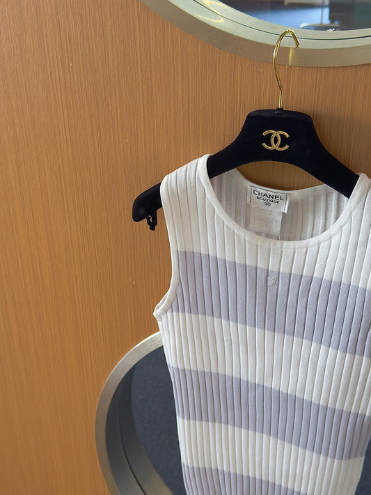 Chanel wide striped knitted vest SIze:36