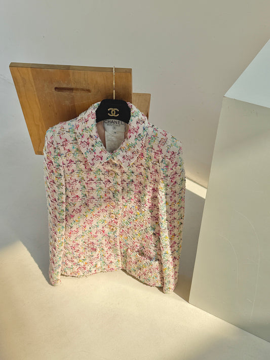 Chanel 1995 pink tweed suit Size:38