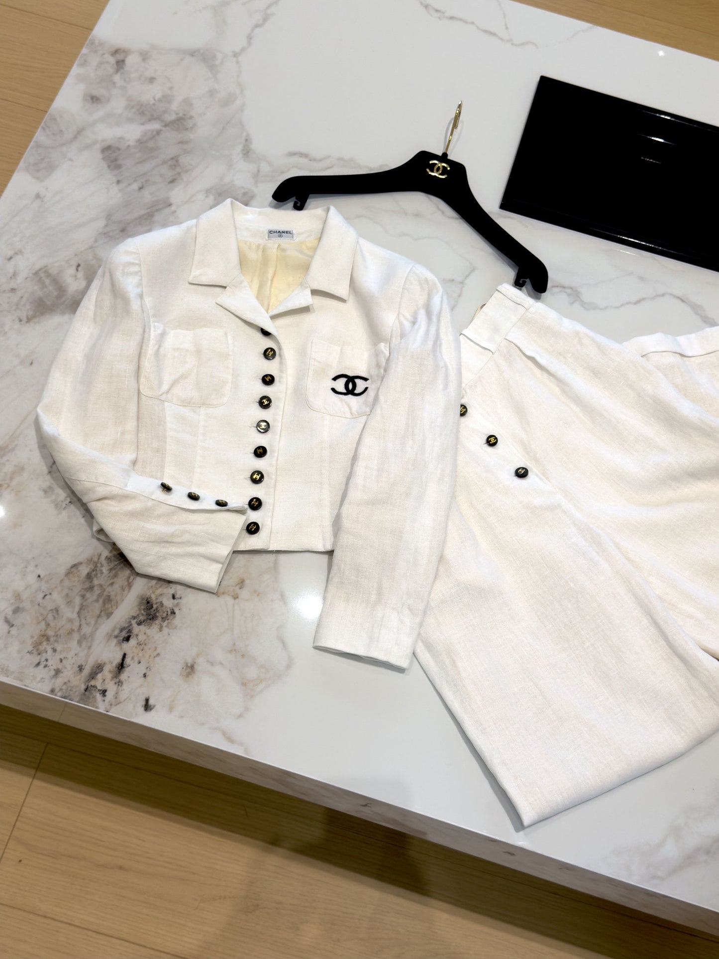 Chanel 1995 White Embroidery Set Size:38