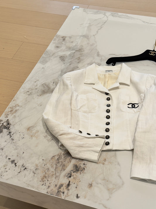 Chanel 1995 White Embroidery Set Size:38
