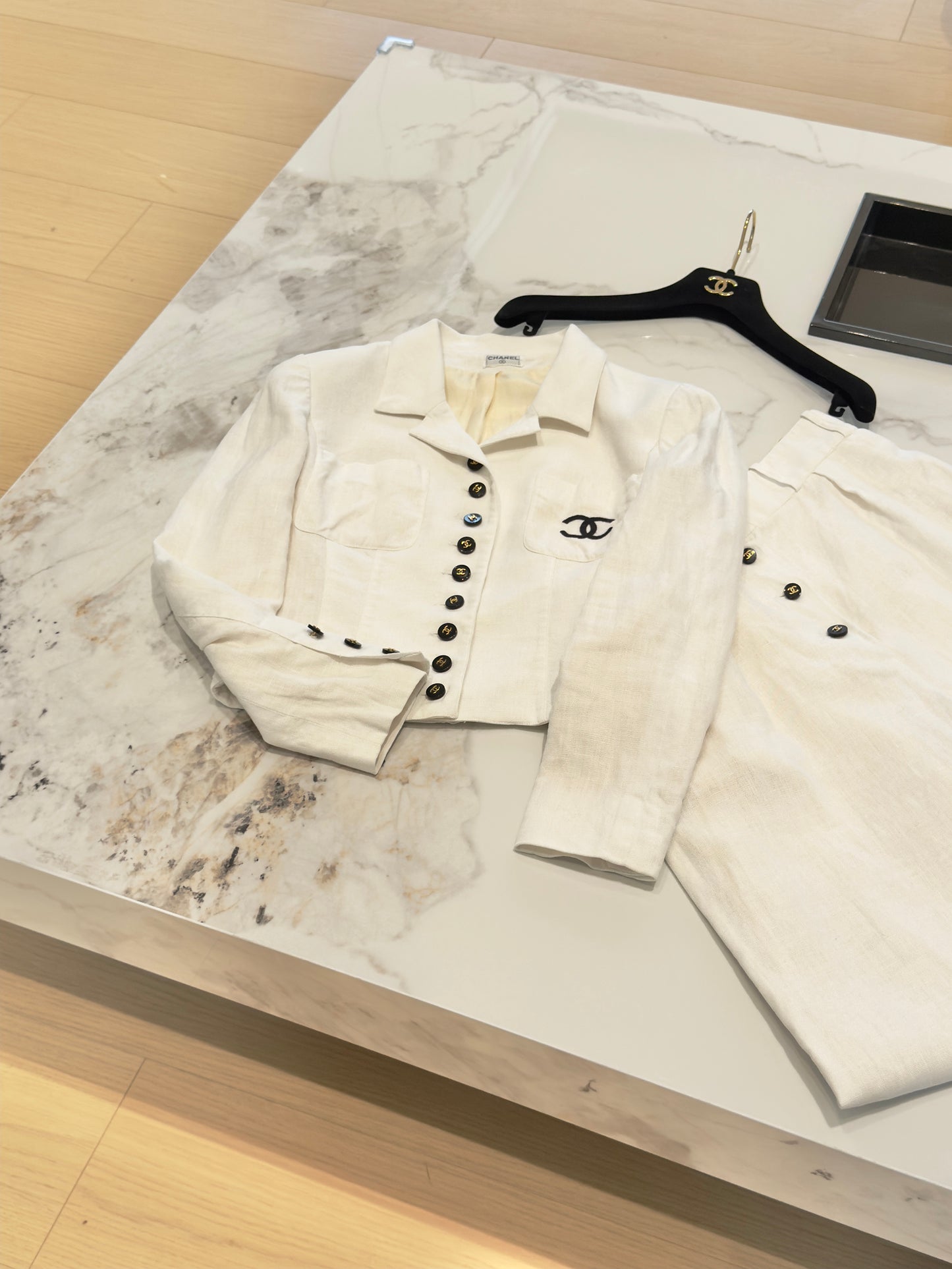 Chanel 1995 White Embroidery Set Size:38