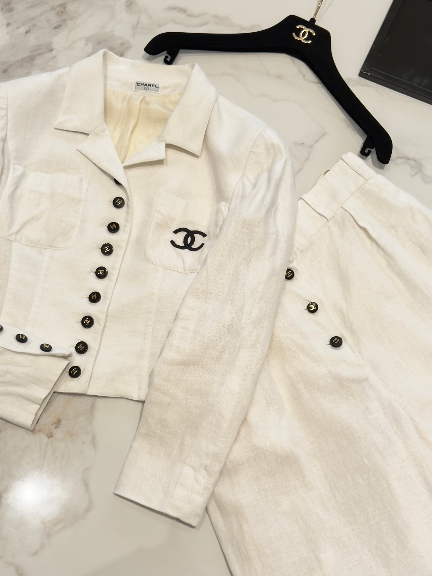 Chanel 1995 White Embroidery Set Size:38