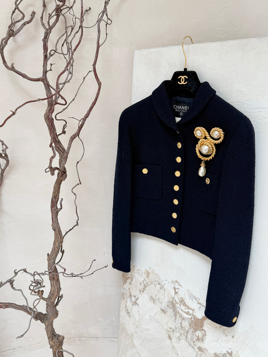 Chanel 1990s dark blue wool coat Size:36