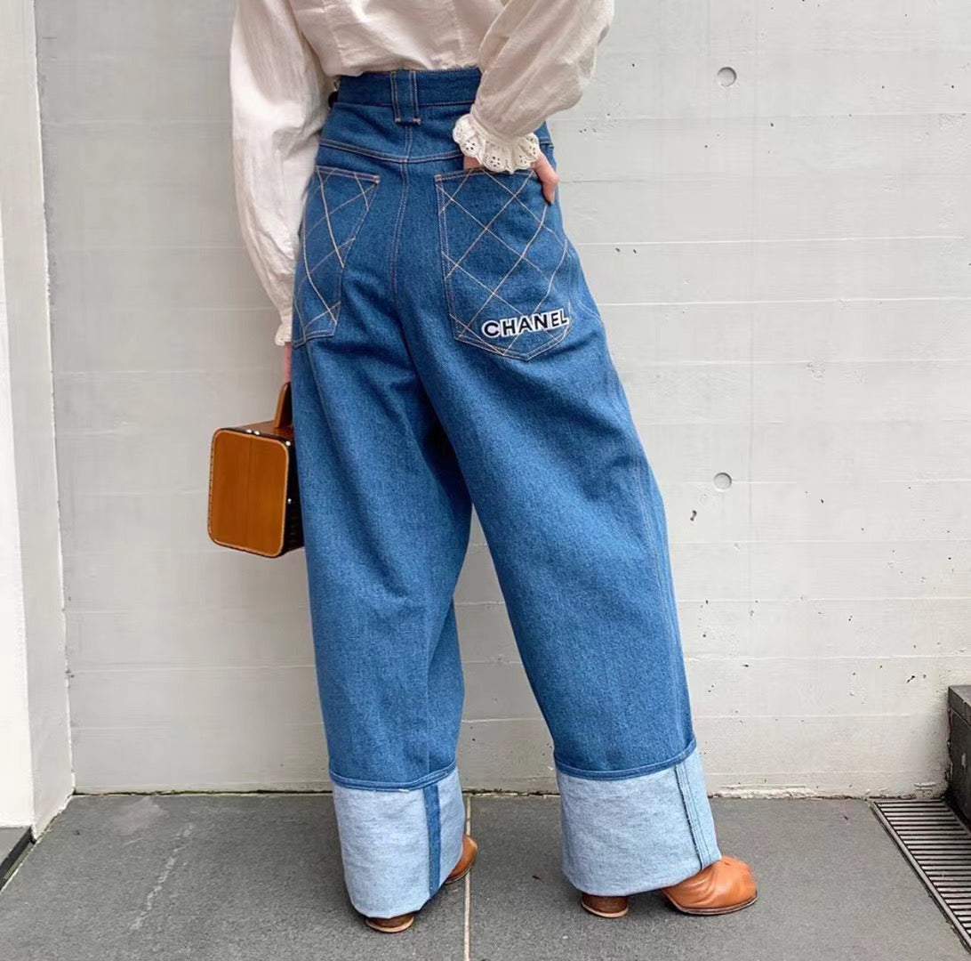 Chanel 1995 Rare Show Embroidered Jeans size：36