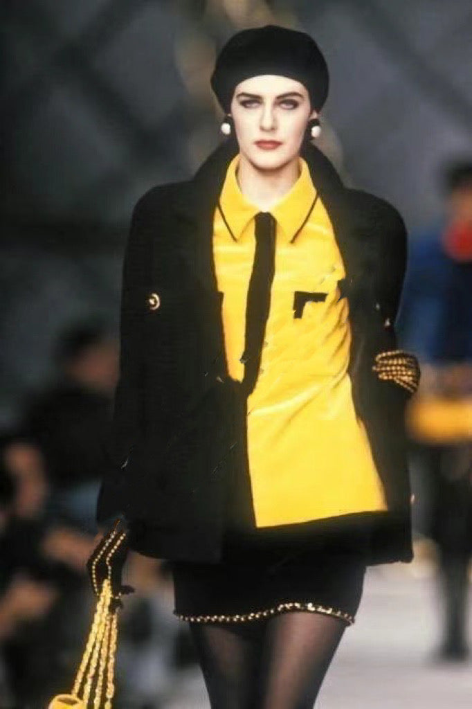 Chanel 1990 Black Large Contour Coat Size:36